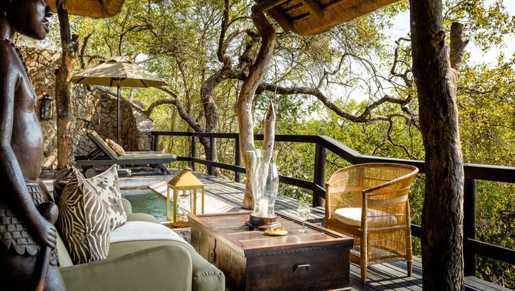 Singita Ebony Lodge - Private Terrasse mit Po